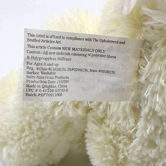 Easter Bunny Rabbit Plush Cream 17" Plaid Bow Sitting Tilted Head Long Ears - Picture 8 of 9